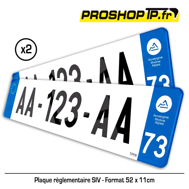 Lot de 2 plaques d'immatriculation plexi format SIV 52x11cm