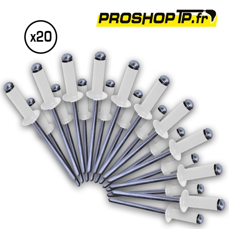Lot de 20 rivets blancs 4x16mm