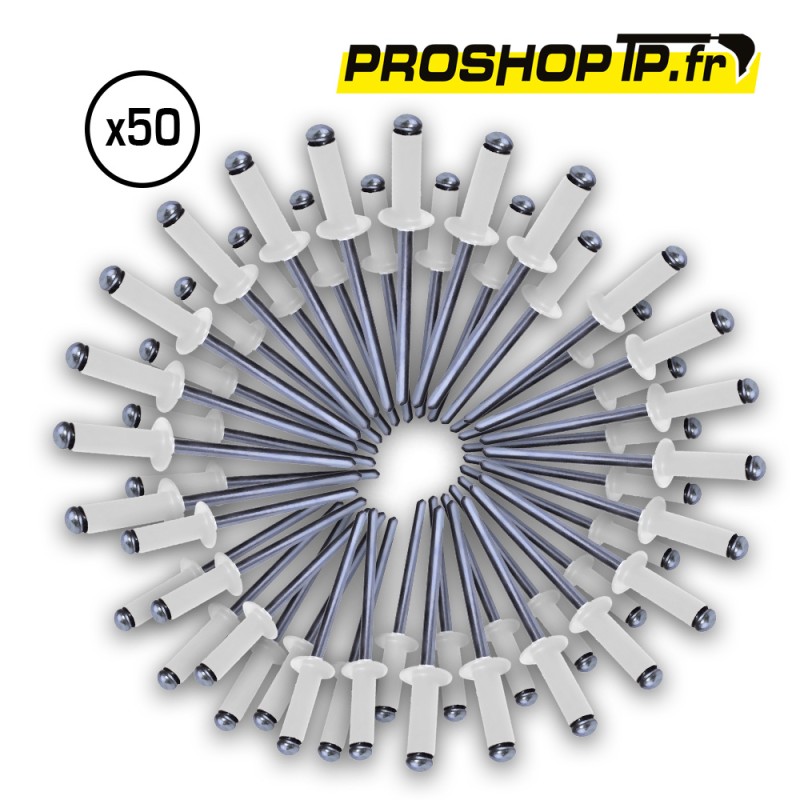 Lot de 50 rivets blancs 4x16mm