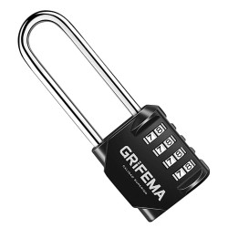 Cadenas à code 4 chiffres longue anse — zinc et acier trempé