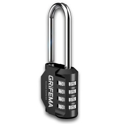 Cadenas à code 4 chiffres longue anse — zinc et acier trempé