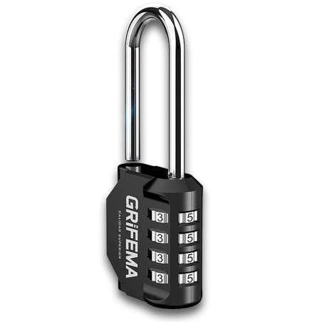 Cadenas à code 4 chiffres longue anse — zinc et acier trempé