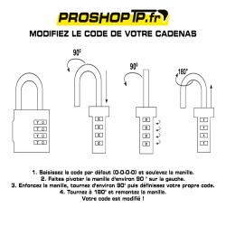 Cadenas à code 4 chiffres longue anse — zinc et acier trempé