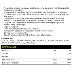 P3500i/o 3300W 230V Monophasé essence groupe électrogène Pramac
