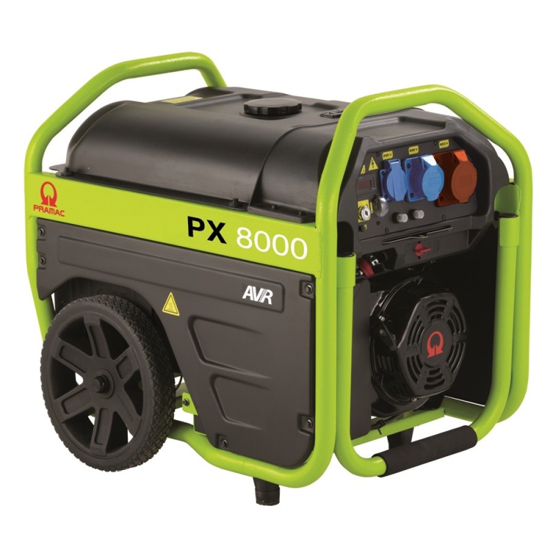 PX8000 TRI 4800W 400V / 230V Triphasé essence groupe électrogène sur roues Pramac