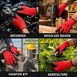 Gants de travail latex texturé – Protection mécanique EN388 Taille 10/XL | ProshopTP