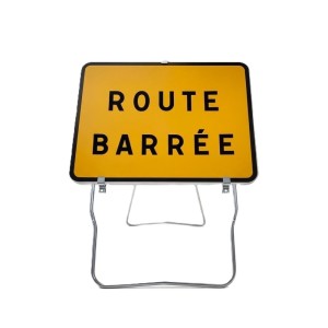 Panneau de chantier KC1 Route Barrée sur pied