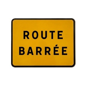 Panneau de chantier KC1 Route Barrée sur pied
