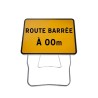 Panneau de chantier KC1 Route Barrée à 00m avec disque de distance sur pied