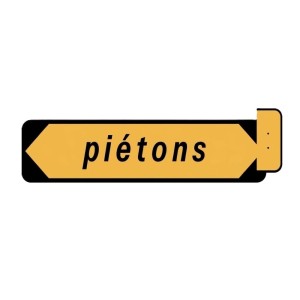 Panneau de chantier KD21a  Piétons avec Pointe Amovible sur pied