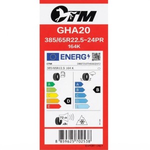 Pneu GHA20 385/65R22.5 M+S 164K pour essieu directeur et remorque