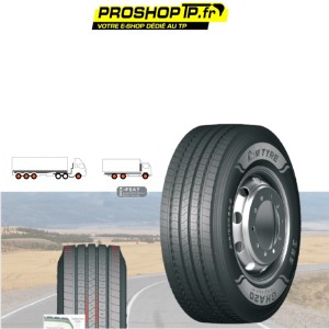Pneu GHA20 385/65R22.5 M+S 164K pour essieu directeur et remorque