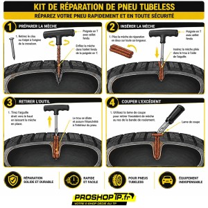 Kit de Réparation Pneu Tubeless Professionnel – Coffret 50 Mèches & Outils